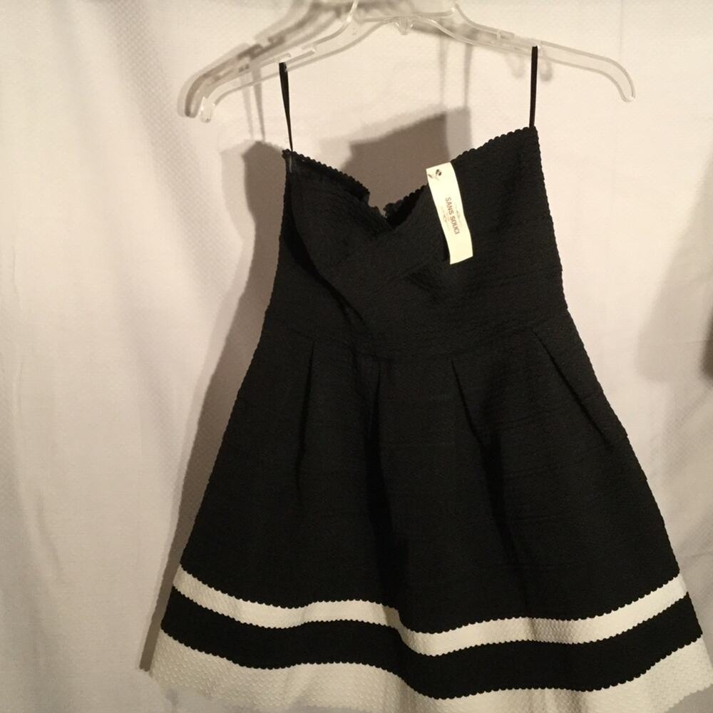 San Souci L Strapless blk/wht dress NWT